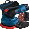 BOSCH GEX 12V-125 Slefuitor excentric Li-Ion, cu 2 acumulatori, 2Ah + Incarcator rapid de 4Ah GAL12V-40 + Geanta textil