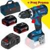 BOSCH GSB 18V-60 C Masina de gaurit cu percutie brushless, Li-Ion, 60Nm + Set 2 acumulatori 5Ah CoolPack + Incarcator + Geanta textil mediu