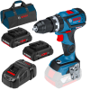 BOSCH GSB 18V-60 C Masina de gaurit cu percutie brushless, Li-Ion, 60Nm + Set 2 acumulatori 4Ah ProCore + Incarcator + Geanta textil mediu