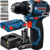 BOSCH GSR 12V-32 Masina de gaurit si insurubat brushless cu 2 acumulatori Li-Ion unul de 2Ah si unul de 4Ah, 32Nm + Set 40 biti + Valiza L-BOXX
