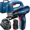 BOSCH Kit 2 scule GST 8000 E Ferastrau vertical 710 W + GSR 120-LI Masina de gaurit si insurubat cu 2 acumulatori Li-Ion, 2Ah, 30Nm + Valiza