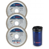BOSCH  Set 3 discuri diamantate gresie 125 BEST EXTRACLEAN TURBO + Cana termica Bosch