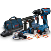 BOSCH Kit 3 scule 18V GSB 18V-65 + GWS 18V-11 + GBH 18V-24 C + surubelnite si clesti VDE + 3 x GBA 5.0Ah + GAL + Geanta textil