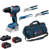 BOSCH GSR 18V-65 Masina de gaurit si insurubat brushless cu 2 acumulatori Li-Ion, 5Ah, 63Nm + Set 3 clesti pentru instalatii sanitare + Geanta textil
