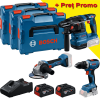 BOSCH Kit 3 scule 18V GBH 18V-22 Ciocan rotopercutor brushless, Li-Ion, 1.9J + GSR 18V-65 Masina de gaurit si insurubat brushless Li-Ion, 63Nm + GWS 18V-8 (SOLO) Polizor unghiular brushless, Li-Ion, diametru disc 125 + 2 acumulatori 18V, 5h + Incarcator 4Ah + 3 valize L-BOXX