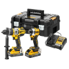 DEWALT Kit 2 scule 18V Surubelnita cu impact Li-Ion, 206Nm, brushless (DCF850) + Masina de gaurit cu percutie, Li-Ion, 126Nm, brushless (DCD999) + 2x acumulatori Li-Ion, 18V, 5Ah + Incarcator + Valiza