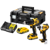 DEWALT Kit 2 scule 18V Masina de gaurit si insurubat cu percutie (DCD709) Li-Ion, 18V, 65 Nm + Masina de insurubat cu impact (DCF809) Li-Ion, 18V, 190 Nm + 2x acumulatori Li-Ion, 18V, 2Ah + Incarcator + Valiza