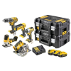 DEWALT Kit 5 scule 18V Surubelnita cu impact Li-Ion, 205 Nm, brushless (DCF887N) + Masina de gaurit cu percutie, Li-Ion, 70Nm, brushless (DCD796NT) + Ferastrau circular (DCS570) + Ferastrau vertical (DCS335) + Lanterna (DCL050) + 3x acumulatori Li-Ion, 18V, 5Ah + Incarcator + 2