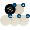 BOSCH  Set 20 foi EXPERT slefuire tavan/pereti (slefuire fara praf) 225 mm, mixte R80/120/180/240 + Piesa intermediara pentru protectie talpa