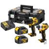 DEWALT Kit 2 scule 18V Surubelnita cu impact Li-Ion, 190 Nm, brushless (DCF809N) + Masina de gaurit cu percutie, Li-Ion, 65Nm, brushless (DCD709N) + 2x acumulatori Li-Ion, 18V, 4Ah + Incarcator + Valiza