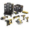DEWALT Kit 6 scule 18V Ciocan rotopercutor Li-ion, brushless, 2.1 J (DCH273N) + Surubelnita cu impact Li-Ion, 205 Nm, brushless (DCF887N) + Masina de gaurit cu percutie, Li-Ion, 70Nm, brushless (DCD796N) + Ferastrau circular (DCS570) + Polizor unghiular Li-Ion, brushless, Ø125 