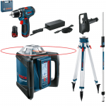 BOSCH GRL 500 H + LR 50 Nivela laser rotativa orizontal (500 m) + Receptor/telecomanda + BT 170 Trepied + GR 240 Rigla