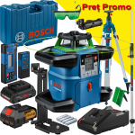 BOSCH GRL 650 CHVG Nivela laser rotativa cu laser VERDE (650 m) + Receptor si telecomanda + BT 300 Trepied + GR 240 Rigla