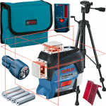 BOSCH GLL 3-80 C + BT 150 Nivela laser cu linii (30 m) + Stativ + LR 6 Receptor