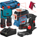 BOSCH GLL 3-80 C + BM 1 Nivela laser cu linii (30 m) cu 2 acumulatori Li-Ion, 2Ah + Incarcator rapid de 4Ah GAL12V-40 + Suport + L-BOXX