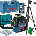 BOSCH GLL 3-80 G + BT 150 Nivela laser cu linii verzi (30 m) + Valiza + Stativ + LR 7 Receptor