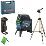 BOSCH GCL 2-15 G + RM 1 Nivela laser cu linii (15 m) + Suport professional + Clema pentru tavan + Valiza + HAMA Trepied