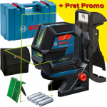 BOSCH GCL 2-50 G + RM 10 + DK 10 Nivela laser cu linii verzi (20 m) + Suport professional + Clema pentru tavan + Geanta