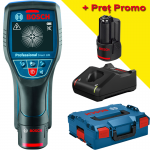 BOSCH D-tect 120 (SOLO) Detector de metale cu 2 acumulatori Li-Ion, 3Ah + Incarcator + L-BOXX