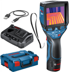 BOSCH GTC 400 C Camera termica digitala, cu 1 acumulator Li-Ion, 3Ah + Incarcator dublu de 3Ah GAX 18V-30, 12V-18V + port USB + L-BOXX