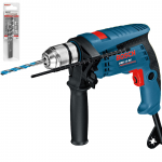 BOSCH GSB 13 RE Masina de gaurit cu percutie 600 W + Set 3 burghie zidarie 5/6/8 mm