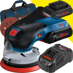 BOSCH GEX 18V-125 (SOLO) Slefuitor excentric Li-Ion +  Set 2 acumulatori 4Ah ProCore + Incarcator rapid de 8Ah GAL1880CV + Geanta textil