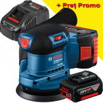 BOSCH GEX 185-LI Slefuitor excentric brushless Li-Ion +  Set 2 acumulatori 5Ah CoolPack + Incarcator