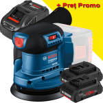 BOSCH GEX 185-LI Slefuitor excentric brushless Li-Ion +  Set 2 acumulatori 4Ah ProCore + Incarcator