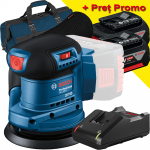 BOSCH GEX 185-LI Slefuitor excentric brushless Li-Ion +  Set 2 acumulatori 4Ah CoolPack + Incarcator + Geanta textil mediu