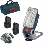 BOSCH GLI 12V-330 Lampa cu 2 acumulatori Li-Ion, 2Ah + Geanta textil