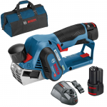 BOSCH GHO 12V-20 Rindea cu 2 acumulatori Li-Ion, 2Ah + Geanta textil