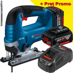 BOSCH GST 185-LI Ferastrau vertical  brushless, +  Set 2 acumulatori 5Ah CoolPack + Incarcator 8Ah