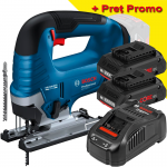 BOSCH GST 185-LI Ferastrau vertical  brushless, +  Set 2 acumulatori 4Ah ProCore + Incarcator 8Ah