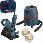 BOSCH GNF 35 CA Masina de frezat caneluri in zidarie 1400 W + GAS 20 L SFC Aspirator + 2 Discuri diamantate 150 mm universale