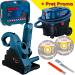 BOSCH GNF 35 CA Masina de frezat caneluri in zidarie 1400 W + GAS 12-25 PL Aspirator + 2 Discuri diamantate 150 mm universale