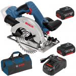 BOSCH GKS 18V-57 (SOLO) Ferastrau circular Li-Ion +  SET PRO-MIX - Incarcator GAL1880CV + 2 acu 18V, 5Ah + Geanta textil mediu