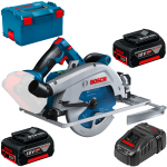 BOSCH GKS 18V-68 GC Ferastrau circular brushless BITURBO cu 2 acumulatori Li-Ion, 5Ah + Incarcator + L-BOXX