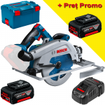 BOSCH GKS 18V-68 GC Ferastrau circular brushless BITURBO cu 2 acumulatori Li-Ion, 5Ah + Incarcator + L-BOXX