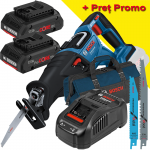 BOSCH GSA 185-LI Ferastrau sabie brushless, Li-Ion + 2 acumulatori 4Ah ProCore + Incarcator 8Ah + Geanta textil mediu