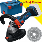 BOSCH GBR 18V-15 S (SOLO) Slefuitor de beton cu regulator, brushless, Li-Ion, diametru disc 125 mm, fara acumulator in set + Disc oala + Valiza L-BOXX