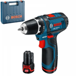 BOSCH GSR 12V-15 Masina de gaurit si insurubat cu 2 acumulatori Li-Ion, 2Ah, 30Nm + Valiza