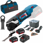 BOSCH GOP 18V-28 (SOLO) Multicutter brushless, Li-Ion +  SET PRO-MIX - Incarcator GAL1880CV + 2 acu 18V, 5Ah + Geanta textil mediu + Set 5 accesorii placi ceramice (DIY) STARLOCK