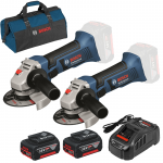 BOSCH GWS 18-125 V-LI (SOLO) X 2 Polizor unghiular Li-Ion (2 bucati) +  SET PRO-MIX - Incarcator GAL1880CV + 2 acu 18V, 5Ah + Geanta textil mediu