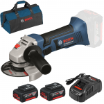 BOSCH GWS 18-125 V-LI (SOLO) Polizor unghiular Li-Ion +  SET PRO-MIX - Incarcator rapid de 8Ah GAL1880CV + 2 acu 18V, 5Ah + Geanta textil mediu