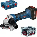 BOSCH GWS 18 V-LI Polizor unghiular cu 2 acumulatori, Li-Ion, 4Ah + L-BOXX