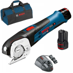 BOSCH GUS 12V-300  Ferastrau multifunctional cu 2 acumulatori Li-Ion, 2Ah + Geanta textil