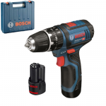 BOSCH GSB 12V-15 Masina de gaurit cu percutie cu 2 acumulatori Li-Ion, 2Ah, 30Nm + Valiza