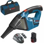 BOSCH GAS 12V Aspirator cu 2 acumulatori Li-Ion, 2Ah + Geanta textil