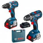 BOSCH GSR 18-2-LI PLUS Masina de gaurit si insurubat cu 2 acumulatori Li-Ion, 2Ah, 63Nm + Valiza + GSR 18 V-EC Masina de gaurit si insurubat brushless, Li-Ion, 60Nm + Acumulator 5Ah