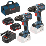 BOSCH GSR 18 V-EC (SOLO) X 2 Masina de gaurit si insurubat brushless, Li-Ion, 60Nm (2 bucati) +  SET PRO-MIX - Incarcator GAL1880CV + 2 acu 18V, 5Ah + Geanta textil mediu